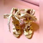 Gianni Bini Polka Dot Lace Up Strappy Ankle Stiletto Leather High Heels Size 6.5 Photo 2