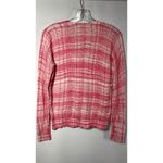 Ann Taylor LOFT Pink White Crosshatch Pattern Cardigan Size M Photo 5