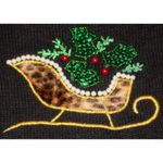 NWT Vintage Y2K Christmas Sweater Leopard Fur Sleighs Sequins/Pearls Size Large Black Photo 5