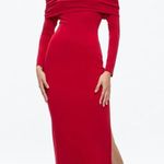 Alice + Olivia Coretta Off-the-Shoulder Long Sleeve Maxi Dress in Red, NWT, Size L Photo 5