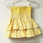 Charo Ruiz Ibiza Noa High Waisted Smocked Tiered Mini Skirt Yellow Women's Large Photo 3