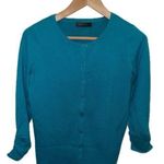 The Limited  Cardigan Button Front Ruched Sleeve Teal Size Medium NWT Photo 0