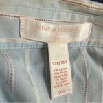 Banana Republic Women's Light Blue Striped Button Down Shirt PXL Photo 2