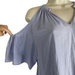 Ramy Brook  Eileen Cold Shoulder Satin Mini Dress Light Blue Size S Photo 6