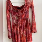 Cider  Red Paisley Long Sleeve Mini Dress – Boho Western Style, Size XS Photo 1