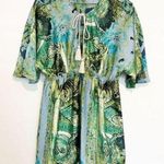 Ark & Co. Floral Watercolor Keyhole Tassel Flutter Peasant Mini Dress Size Small Photo 0