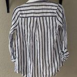 Sweet Wanderer White and blue striped button up top Photo 2