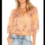 Free People  One Dance V-Neck Top in Coral and Purple Women’s Size Medium Photo 7