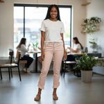 Kate & Mallory  Pink Cropped Jeans with Ruffle Hem Size 8 Pink Denim Photo 1