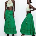 ZARA  Women Green Bohemian Maxi Long Embroidered The Sophie Skirt Size S Photo 0