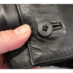 Gap Black Leather Jacket Button Front Flap Pockets Women’s Size M Photo 5