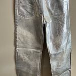 ZARA silver metallic coated boyfriend fit straight leg jeans size 2 Photo 15