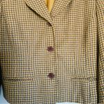 Cricket Lane 1970s Vintage Women's Golden Tan Houndstooth Blazer | Size 16Petite Photo 2
