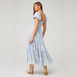 Free People Sundrenched Short-Sleeve Floral Maxi Dress Sky Blue Puff Sleeve Photo 2