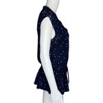 Heartloom Shirt Womens Large Blue White Polka Dot Peplum Blouse Career Casual Photo 1