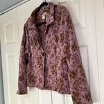 CMC Color Me Cotton Pink Brown Floral Jacquard Short Blazer Jacket Size XL Flaw Purple Photo 0
