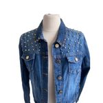Romeo + Juliet Couture Denim Jacket Womens Sz Medium Metal Studded Streetwear Photo 2