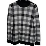 Calvin Klein  sweater women's large pullover mock neck check button black white Photo 0