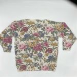 Vintage Floral Sweater Women Cotton Polyester Pullover Cottage Retro Casual Twee White Size M Photo 1