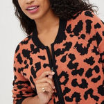 Torrid Plus 4X 4 Cardigan Zip Up Bomber Sweater Leopard Animal Print Heavy Knit Photo 0