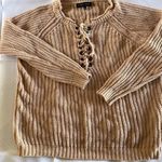 Avec + Knit Womens Knitted Top Sweater Sweatshirt Tie Knot Brown Sz Medium Large Photo 6