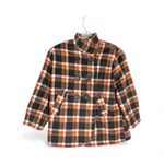Charming Charlie  Pea Coat Women’s Size M Orange & Brown Plaid Jacket 3/4 Sleeves Photo 10