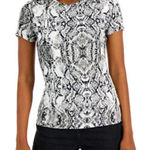 INC Women’s  International Concepts Large Snakeskin Print Knit T Shirt Top Photo 0