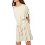 Hayden Dress Women Small Cream Tie Front T-Shirt Dress Neutral Minimalist Casual Photo 6