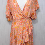 Perry Walker Collective Madi Mini Silk Wrap Dress Size 3 Orange‎ Floral Paisley Orange Photo 0