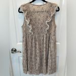 Umgee  Beige Floral Embroidered boho empire waist V neck flowy‎ dress size small Photo 4