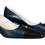 St. John black leather pumps with accent bow women's size 6 Photo 0
