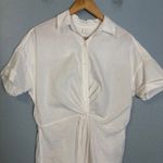 Caslon  Women's Twist Front Linen Blend Collared Blouse White‎ Sz Small Petite Photo 3