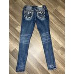 Miss Me  Jeans Women's 29 Mid Rise Skinny Ripped Rhinestone Dark Wash E3827S2R Photo 2