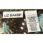 Liz Baker  Women's Brown Green Blue Long Sleeve Button Up Sheer‎ Blouse Size XL Photo 2