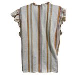 st. john's bay  Orange Striped Smocked Front Ruffled Sleeve Collared Blouse XL Photo 3