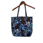 Vera Bradley Tote Bag Quilted Floral Travel Carryall Handbag Blue Brown Photo 1