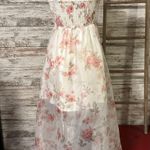 Boutique White And Pink Floral Dress  Photo 2