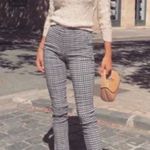 ZARA Herringbone Trouser Pants Sz Large Ruffle Pockets High Rise Black White Red Photo 0