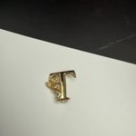 Letter / Initial T With Cherub Angel Brooch Pin Gold Tone Small Photo 9
