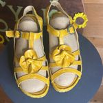 Josef Seibel Leather Strap Sandal Heel European Laganlook Flower Mustard Comfort Yellow Size 6.5 Photo 4