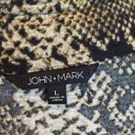 John Mark  Blouse Women's‎ Size Large Snake Print Wire Collar Business Office Photo 2