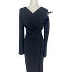 Nanushka Black Weslyn Asymmetric Wrap Maxi Dress w/ Cutout in Boucle Photo 4