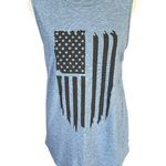IRISGOD blue with a black American flag sleeveless stretchy crewneck tank top S Photo 0