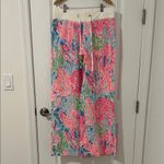 Lilly Pulitzer  Linen Beach Wide Leg Pants Lets Cha Cha Neon Coastal Medium Photo 1