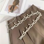 Double Layer Faux Pearl Chain Elegant Dress Girdle Trendy Pendant Chain Belt Dec White Photo 0