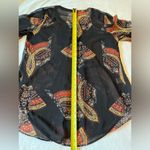 Daniel Rainn Split Neck Long Sleeve Sheer Tunic Blouse Black Scarf Print Size M Photo 7