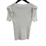 Cinq à Sept Cinq a Sept White Sweater Medium Short Sleeve Ruffle Detail Photo 1