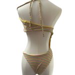 FP Toast Swim Cutout One Piece Swimsuit Rainbow Ribbed SZ XL Yellow Photo 3