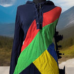 Ralph Lauren VTG LRL LAUREN ACTIVE THERMAL HOODED COLOR BLOCK TOP XL Lace Up Photo 0