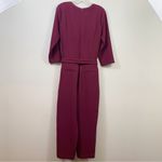 Madewell  Burgundy Red Sloan Crepe Jumpsuit 3/4 Sleeve Jumpsuit Photo 7